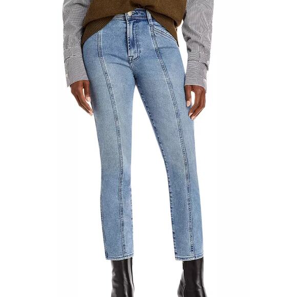 7 For All Mankind Blue Light Wash Vertical Front Seamed Jeans sz 29 Luxe Vintage - Picture 1 of 12